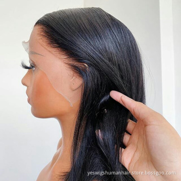 Hd Full Transparent Lace Frontal Wig Vendor Straight Lace Front Human Hair Wig Raw Brazilian Virgin Hair Wig For Black Women